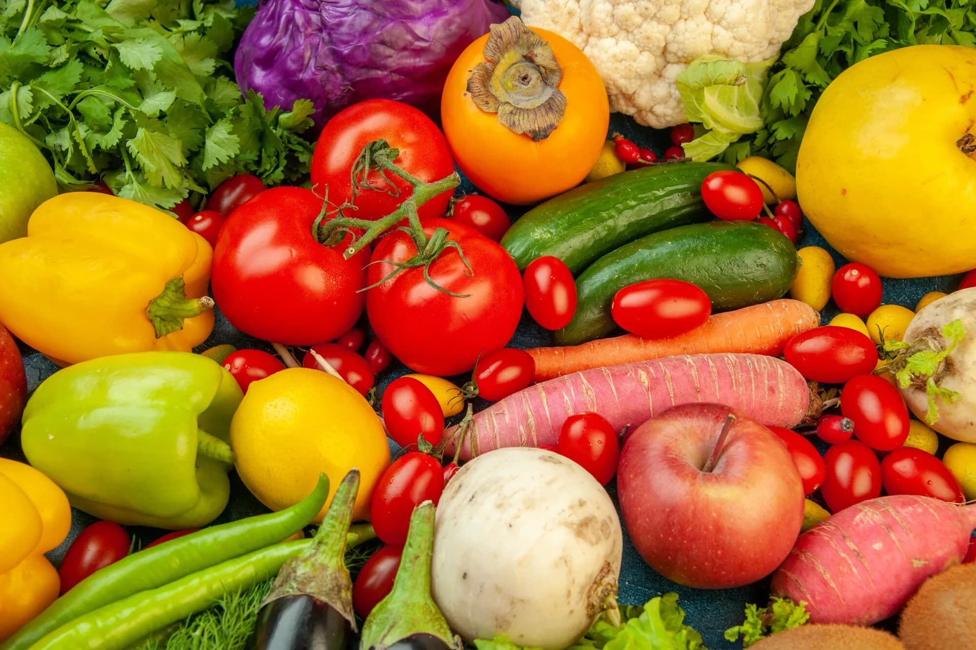 Légumes frais vus de dessus